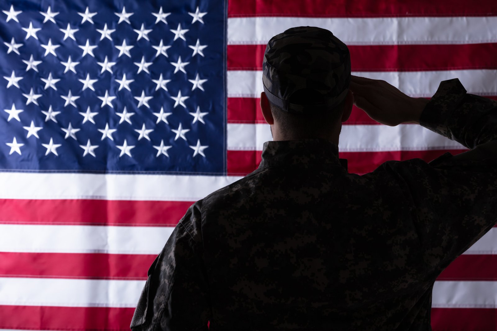 Military Man Saluting Us Flag